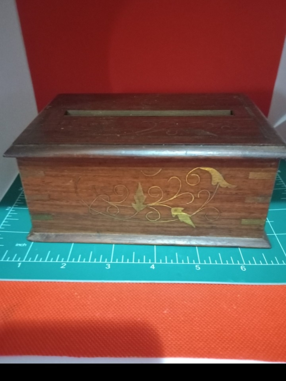Antique German Wood Inlay Decorative Mechanical Cigarette Dispenser
